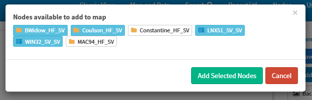 FileCatalyst Central Map and Data, adding nodes dialog
